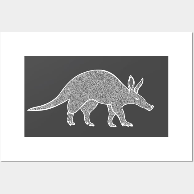 Aardvark - detailed hand drawn African animal design Wall Art by Green Paladin